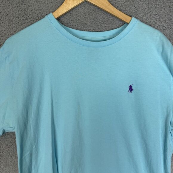 S Polo Ralph Lauren Shirt Mens L Blue Short Sleeve‎ Classic Fit Crewneck Tee - Picture 2 of 7